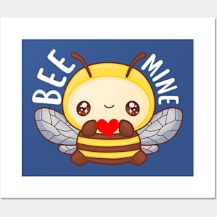 Valentine Bee Mine Cute Kawaii Bee Lover Gift for Couple Posters and Art